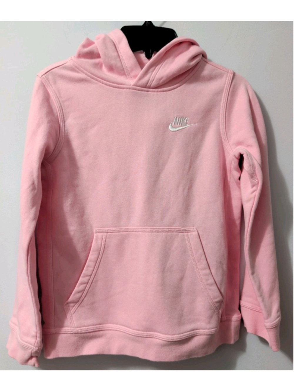 Nike Girls Performance Fleece Pullover Hoodie Size Small Pink Embroidered